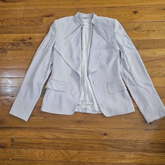MaxMara Blazer Jacket Womens Size 2 Gray Button Up Coat - Picture 1 of 6